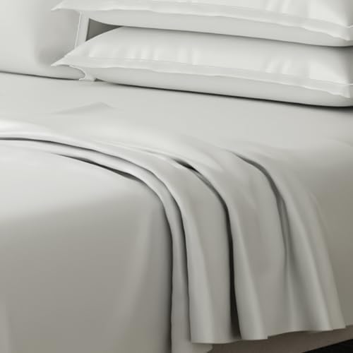 Image of BOUTIQUE LIVING Luxe Loom 100% Cotton 600 TC Gypsum (Light Grey) Dyed King Bedsheet Set