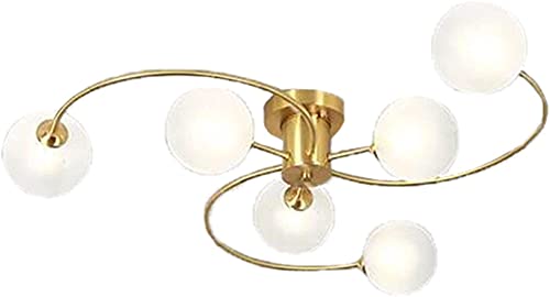HJYCLFAZU Lampadario a Sospensione in Metallo Moderno Sputnik Gold Luxury a 6 luci per Soggiorno, Camera da Letto, Sala da Pranzo, Scale, Cucina, Isola, 80x15 cm