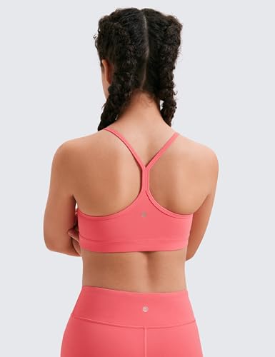 Image of CRZ YOGA Girls Butterluxe Y Back Sports Bra | Light Support, Removable Pads, Yoga, Athletic, Extremely Soft, Scoop Neck, Spaghetti Straps, for Teen