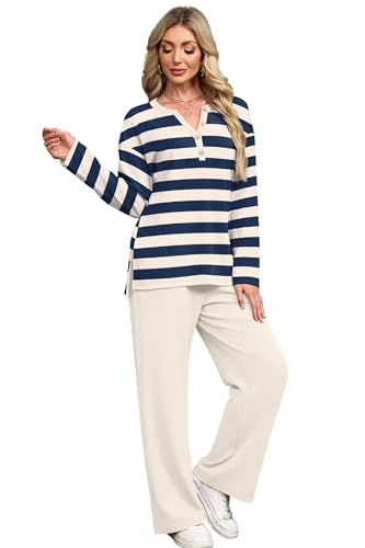 XIEERDUO Lounge Sets for Women 2 Piece V Neck Button Matching Sweatsuit Loungewear Fall Outfits Fashion Clothing Pajamas - Image 3