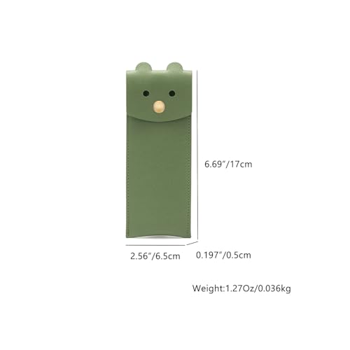 Image of Small Pencil Case Simple Pencil Pouch with Flap Opening Design Cute Pattern Stationary Storage Bag (Green)