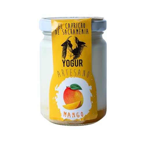 El Capricho de Sacramenia | Pack Mango | 20 Yogures Artesanales de Leche de Oveja y preparado natural de Mango | Cremoso, Natural y Saludable | Preparados Gourmet | Sin Gluten | Sabor Único y Original