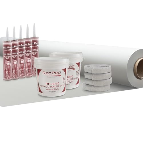 RecPro RV Extreme Duty Rubber Roof Kit | 8.5' Wide | Self Leveling | Butyl Tape | PVC Rubber Roof | Made in USA (30 ft)