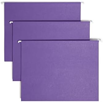 Smead Colored Hanging File Folder with Tab, 1/5-Cut Adjustable Tab, Letter Size, Purple, 25 per Box (64072)
