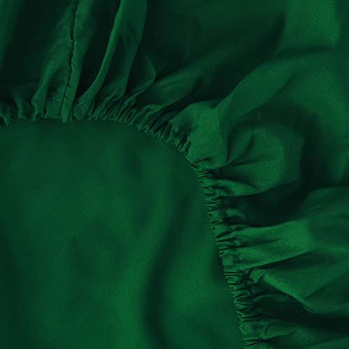 Image of Ghooss Full Size Fitted Sheet-Single Fitted Deep Pocket Sheet up to 14 Inch-Wrinkle-Fade-Stain Resistant-1 Pack(Forest Green,Full)