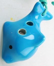 Dolphin 4 Holes Novelty Pendant Ceramic Ocarina. Great Gift, Dexterous, Easy to Carry and Learn. Linn's Arts!