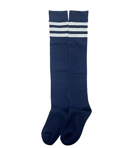 Image of Bestjybt Women Thigh High Socks Cotton Warm Striped Over Knee High Socks | Well-made, Not Sheer, Thick, Leg Warmers, Long Knee High Boot Socks, Comfortable, Thigh-friendly, Stay up, Fit Well