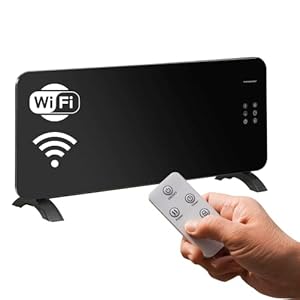 STAHLMANN Glazen convector, zwart, ZG, 2000 watt, bediening via wifi/app, elektrische verwarming, energiebesparend, voor 40 m², snel opwarmen, thermostaat, geruisloos