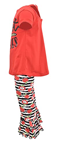 Image of Unique Baby 2 Piece Girls Back to School Vibes Outfit Double Ruffle Leggings Short Sleeve Shirt Clothes Set Kid Toddler Girl