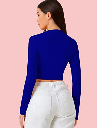 Image of Dream Beauty Fashion Women's Casual Round Neck Long Sleeves Stylish Crop Top - 17 inch Inches (Tee-Tally 02)