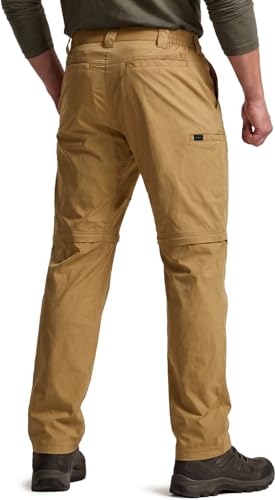 Image of CQR Men's Convertible Cargo Tactical Pants, Water Resistant Outdoor Hiking Pants, Zip Off Lightweight Stretch Work Pants