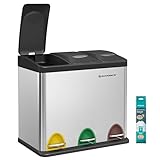 SONGMICS Poubelle Cuisine, Poubelle de Tri 3 x 8L, Petit Volume, Couvercles, Poubelle Trip...