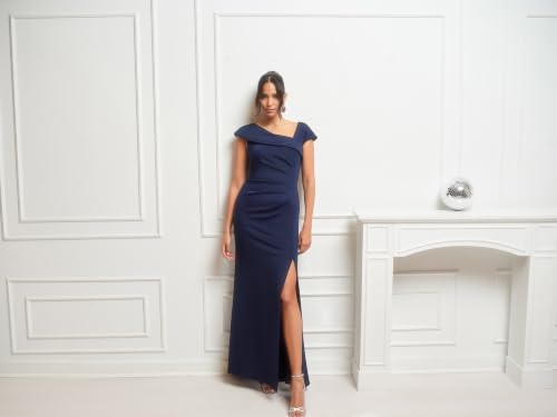 Image of Xscape Women's Xscape Women's Scuba Crepe Embellished Long Sleeve Drop Shoulder Floor Length Dress