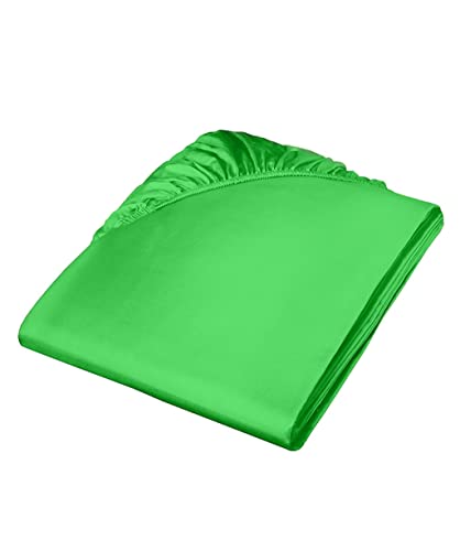 Spannbettlaken Fleuresse Colours Uni-Mako-Satin in Grasgrün