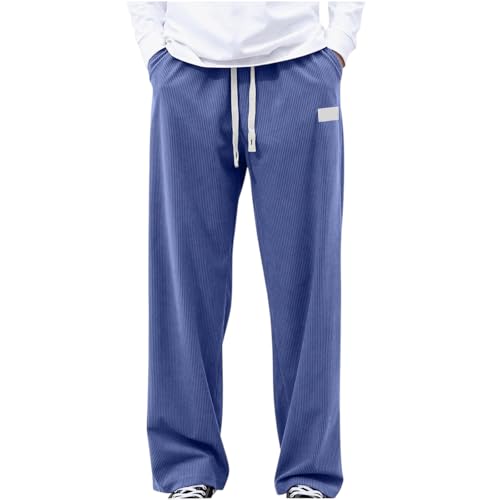 Corduroy Pants Men Loose Fit Open Bottom Wide Leg Sweatpants Big and Tall Comfy Drawstring Palazzo Pants with Pockets