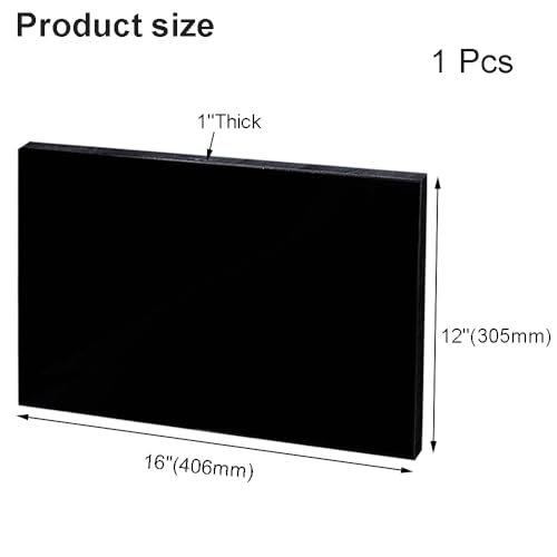 Image of High-Density Polyethylene (HDPE) Plastic Sheet 1 inch Thick 12 inch X 16 inch- Black HDPE Sheet,for Machining,for DIY,Heavy Duty Industry,Engineering,High-Density Polyethylene Plastic Block (Pack of 1)