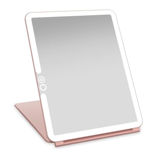 LUNA London Eclipse LED Lighted Travel Vanity Makeup Mirror | 3 Colour Light, Compact, Portable, Lighted, Rechargeable, Illuminated Mirror | Perfect for Travel, Makeup & Beauty Needs | Rose Gold