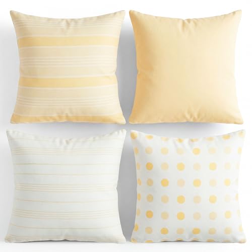 TIN DREAMS FACTORY | Lot de 4 Housses de Coussin 45x45 cm Jaune Pastel – Déhoussables et...