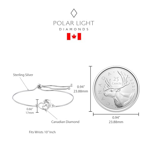 Image of Polar Light Signature Canadian Diamond Charm Bracelet in .925 Sterling Silver - Choice of Rolo or Paperclip Style Chain