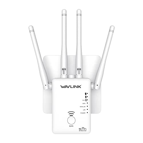 WiFi Extender,WAVLINK 1200M High Power WiFi Range Extender with Router Function,WiFi Booster 2.4G+5GHz WPS WiFi Repeater with 4 External Antennas,Wireless Router with 2 Ethernet Port (White)