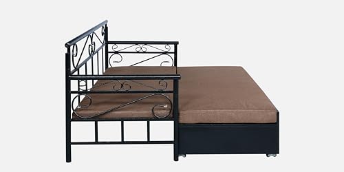 Image of 3 Seater Metal Sofa Cum Bed with Hydraulic Storage | Single Size Sofa Cuma Bed | 3 Seater Sofa Set, Metal Sofa Set for Living Room Brown D1 Single