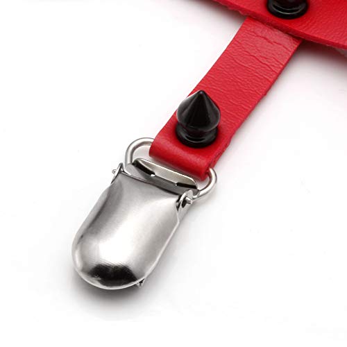 MILAKOO 1 Pair Leather Leg Harness Rivet Garter Belt PU Leather Punk Gothic Garter Belt - Thumbnail 3