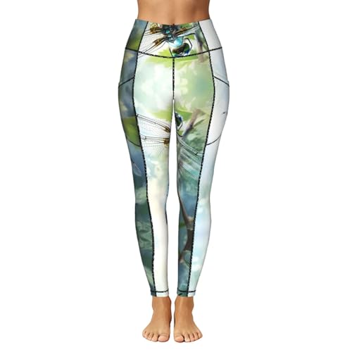 Leggings para control de abdomen con bolsillos laterales y estampado de libélula 2
