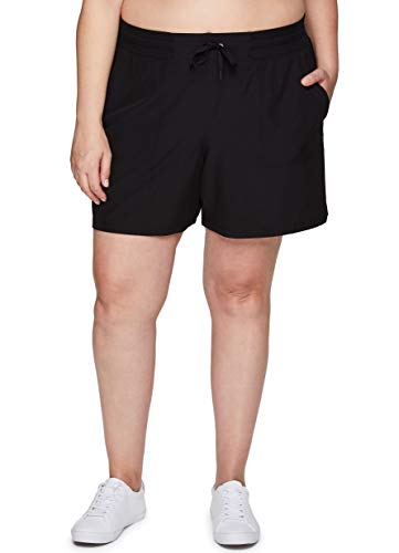 RBX Active Women's Plus Size Relaxed Fit Breathable Ventilated Stretch Woven Athletic Walking Short with Pockets S20 Black 3X