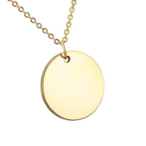 HooAMI Collier Prénom Personnalisé，Pendentif Ronde Gravé Bijoux Cadeau Pour Femme Homme Maman Amour Anniversaire Valentin Noël