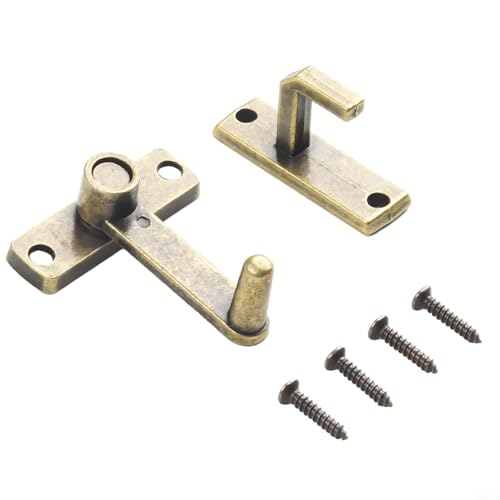 Zilimontt Cerrojo de bronce con tornillos para manija de cerradura de puerta corredera, pestillo de puerta de metal para puertas de madera, compatible con granero, garaje, baño, armario, cocina