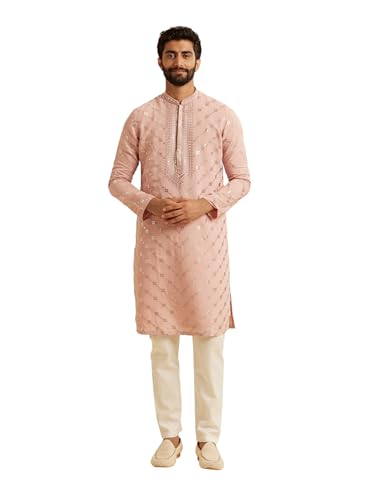 Kurta ensemble de pyjama 2 pièces en soie brodé homme Manyavar
