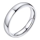 Bestyle Bagues Simples pour Hommes et Femmes Style Confortable et Polyvalent Acier Inoxydable Surface Lisse Bague Anneaux 4mm Argent T62