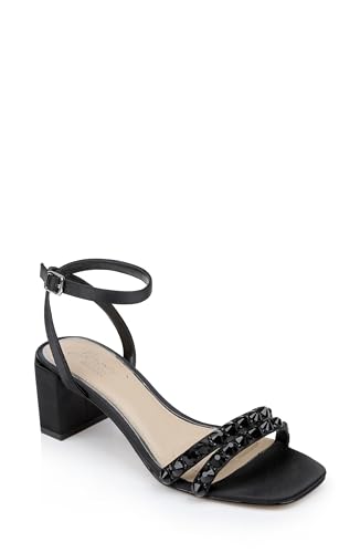 Jewel Badgley Mischka Honor Block Heels with Gemstone-Studded Straps