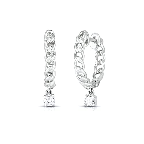 Boucles d'oreilles créoles femme argent 925 pendantes zircone cubique luxe