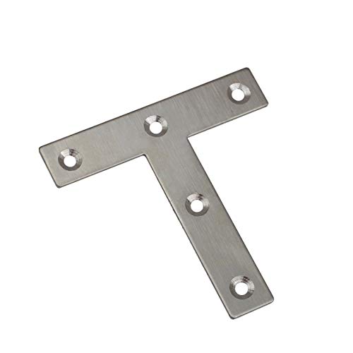 Chapa en T de acero inoxidable en 4 tamaños, placa perforada para madera, conector perforado, conector plano, bisagra, herrajes, fijación 40 – 120 mm