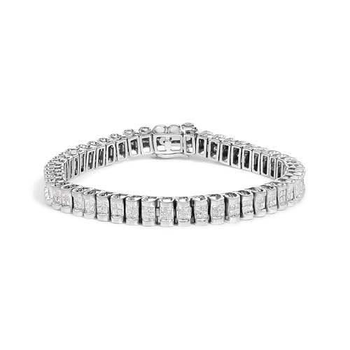 14K White Gold 3.0 Cttw Princess Cut Quad Invisible Set Tennis Bracelet (H-I Color, SI1-SI2 Clarity) - 7”