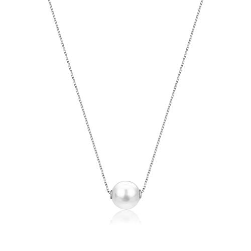 Unicornj Colgante de oro blanco de 14 quilates con perla cultivada de agua dulce flotante de 15.5" Cover