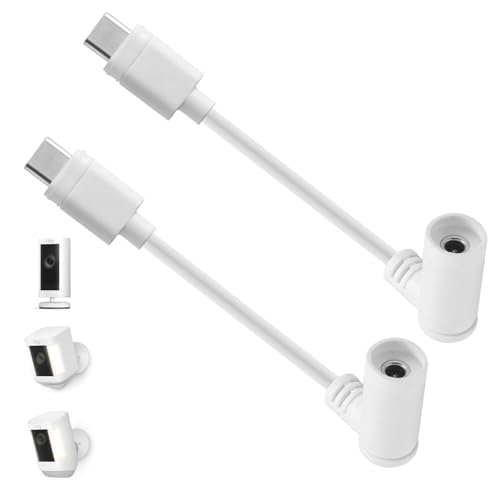 Tonton 2-Pack Barrel Plug to USB-C Adapter for Ring Solar Panel DC Female to USB-C Male Compatible with Stick Up Cam Pro & Spotlight Cam Plus/Pro White