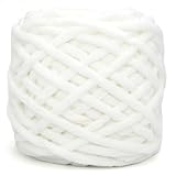 Chunky Chenille Yarn for Crocheting,White Fluffy Velvet Plush Yarn Thick Soft Chunky Chenille Yarn Baby Blanket Yarn for Crocheting Knitting Beginners 100g(White)