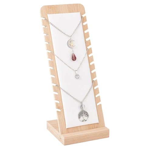 LATRAT Espositore in Legno per Collane con 12 Posti Espositore di Gioielli per Collane Pannelli per Bracciali Ciondolo, Colore: Bianco