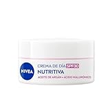 NIVEA Crema de Día Nutritiva - Crema Facial Hidratante - Hidratanta y Previene las Manchas - Protección Solar PF30 - Aceite de Almendra y Extracto de Magnolia Natural - Piel Seca y Sensible - 50 ml