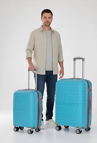 Image of Pro 8 Wheels Set of 2 (Cabin + Medium) Trolley Bags, Hard Case Polypropylene, 360º Wheeling Luggage for Men & Women, Suitcase for Travel, Trolley Bags for Travel (Sky Blue)