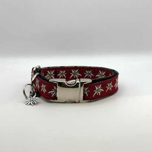 Jimmy und Katz Hundehalsband Edelweiß rot 20-30cm x 1,5cm