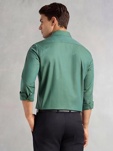 Image of Thomas Scott Men's Regular Fit Formal Shirt | 100% Cotton Long Sleeves | Spread Collar with Contrast Fabric (Available in Plus Size)