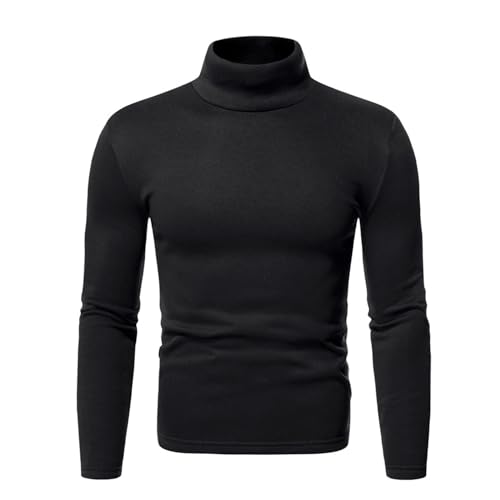 Camiseta de manga larga para hombre, transpirable, cuello alto, térmica, ajustada, ligera, básica, Negro, XXL