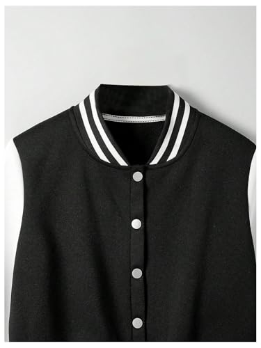 Verdusa Women's Bomber Jacket Long Sleeve Varsity Jackets Crop Baseball Outerwear3
