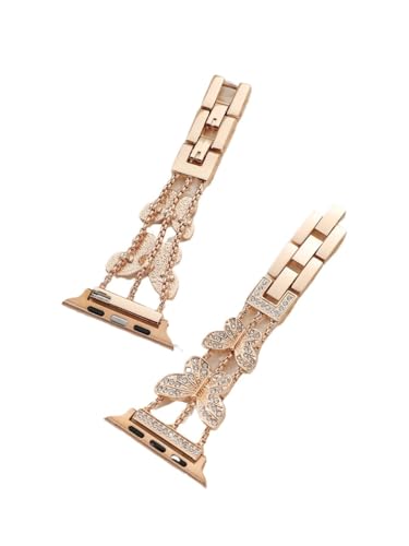 Bracelet métallique Apple Watch paré d'une élégante chaîne papillon