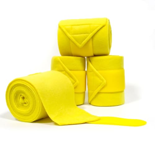 Image of Horse Polo Leg Wraps Soft Fleece Wraps Equestrian Leg Bandage 4-Pack (Full(10ft), Yellow)