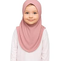 Girls Plain Islamic Hijab, Kids Instant Headscarf Readymade Pull On Scarf, No Pins Needed, Lightweight Soft & Durable, Ideal For Any Occassion School, Nursery, Sports, Prayer Hijab (Dusty Pink)