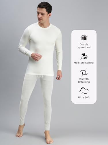 Image of Macroman M-Series Warmax Thermal Upper for Men with Full Sleeve Crew Neck in Double-Layered Viscose Cotton Poly Blend for Extreme Cold Weather